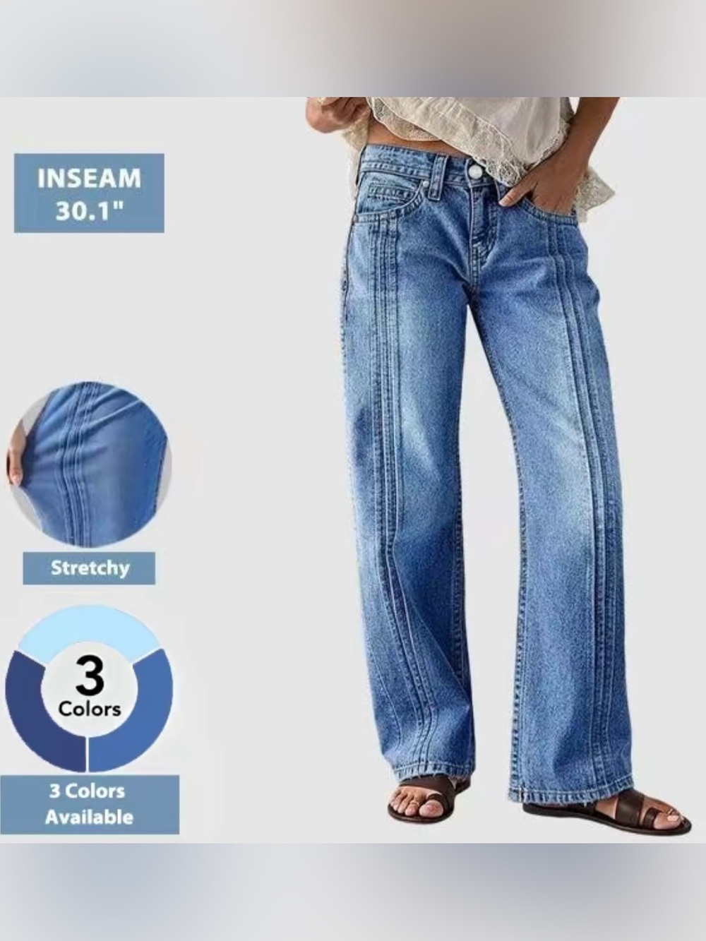 Flamingals Wash Stitch Detail Mid Waist Straight Leg Jeans size XS New